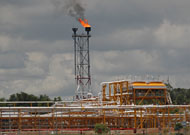 Kilang milik Total E&P Indonesie di Kecamatan Samboja, Kutai Kartanegara. Usaha di bidang migas memiliki beban resiko yang tinggi, sehingga hanya perusahaan multi nasional berpengalaman yang banyak terjun di bidang ini