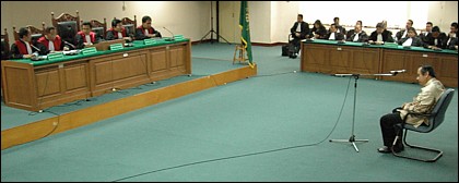 Suasana sidang putusan perkara hukum bagi Syaukani di PN Tipikor, Jakarta Selatan, tadi siang