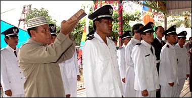Suasana pengambilan sumpah jabatan 12 kepala desa se-Kecamatan Tabang Selasa lalu