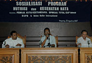 Suasana kegiatan sosialisasi Program Kesehatan Mata dan Nutrisi Tahap II di Pendopo Odah Etam, Tenggarong, Jum'at (03/08) kemarin